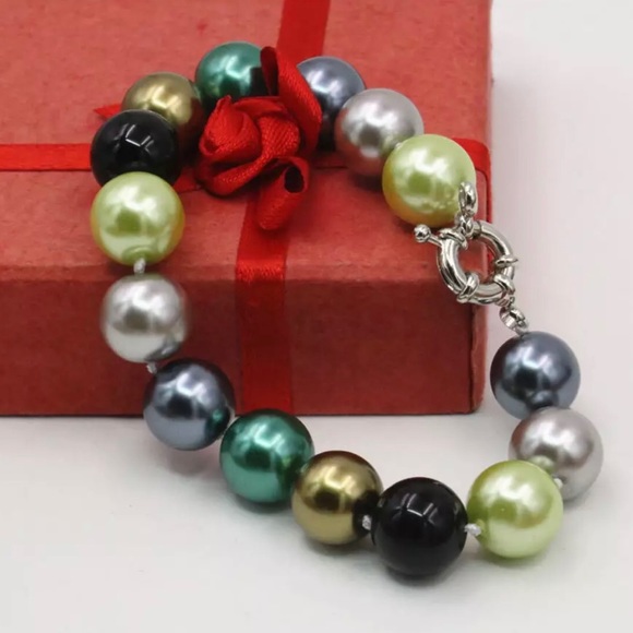 12mm Natural Multicolor Seashell Round Beads Necklace Chain Bracelet Set Girls - Picture 14 of 16